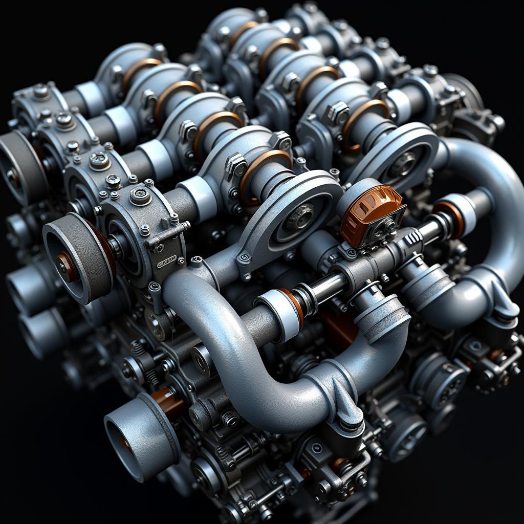 Bugatti 16 Zylinder Motor im Detail