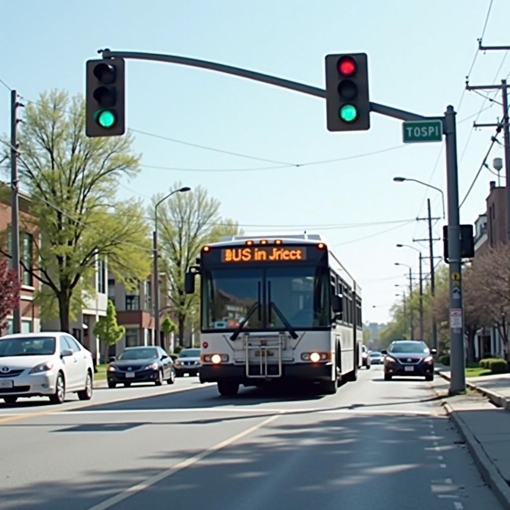 Bus mit Vorfahrt an der Kreuzung dank Busampel