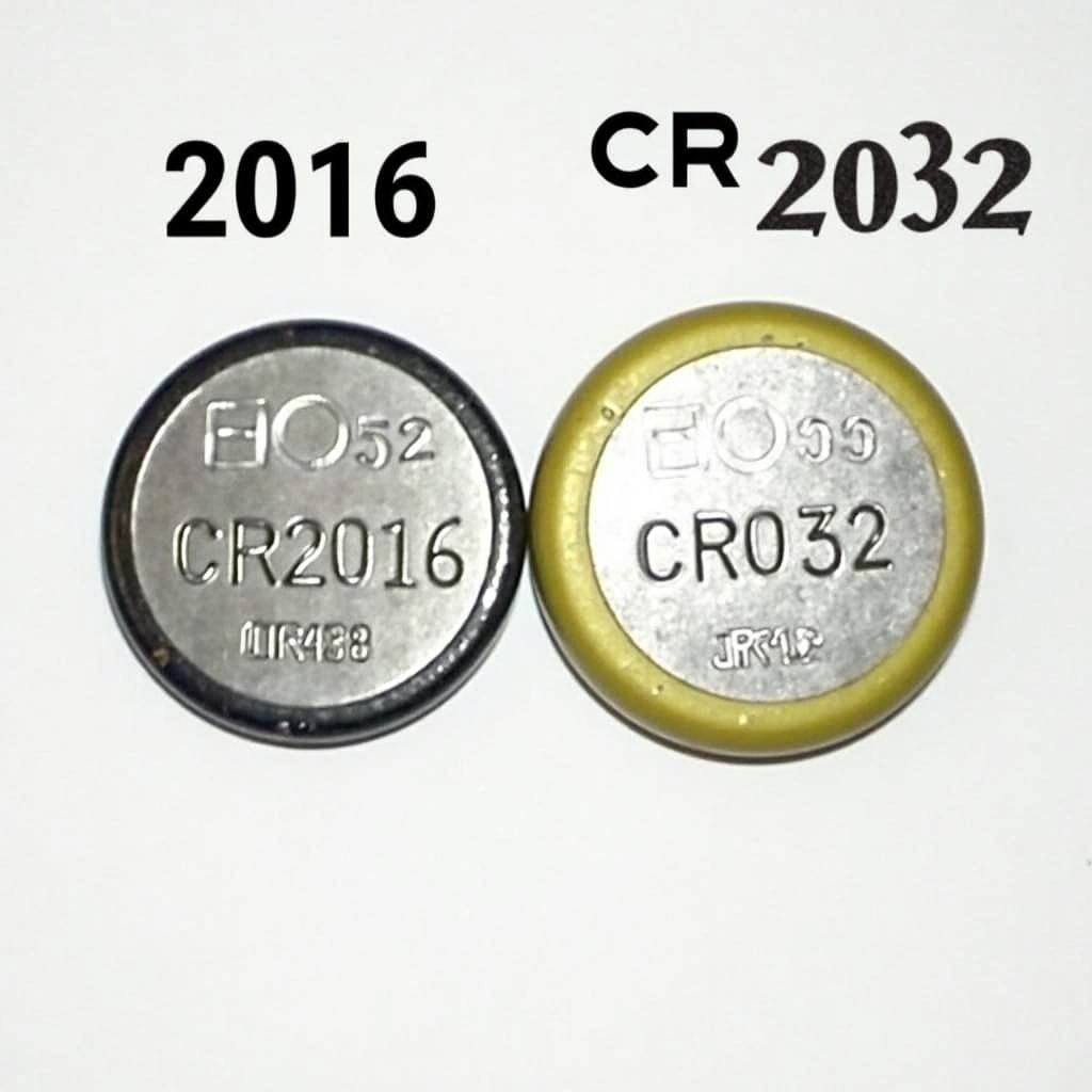 Vergleich der Größen von CR2016 und CR2032 Batterien