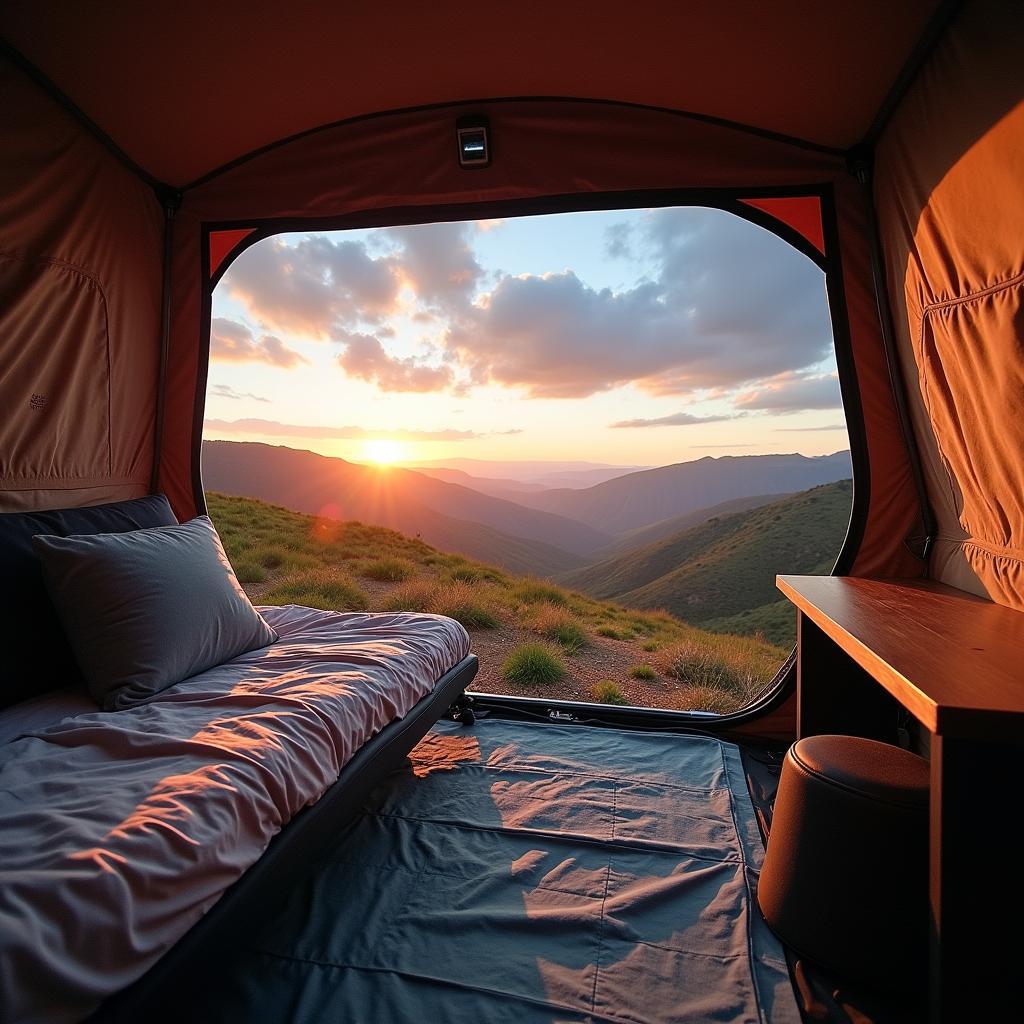 Vista panoramica da una tenda da tetto su un'Audi A3