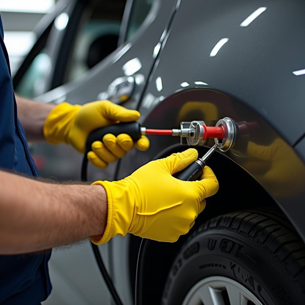 Sécurité lors du branchement d'une prise triphasée dans un garage automobile