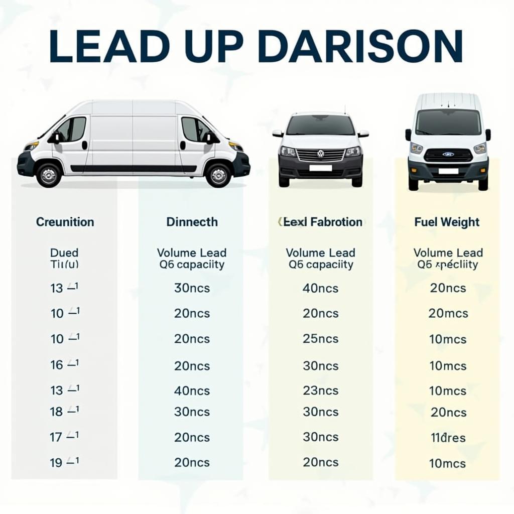 Comparativo dos tamanhos de vans Europcar