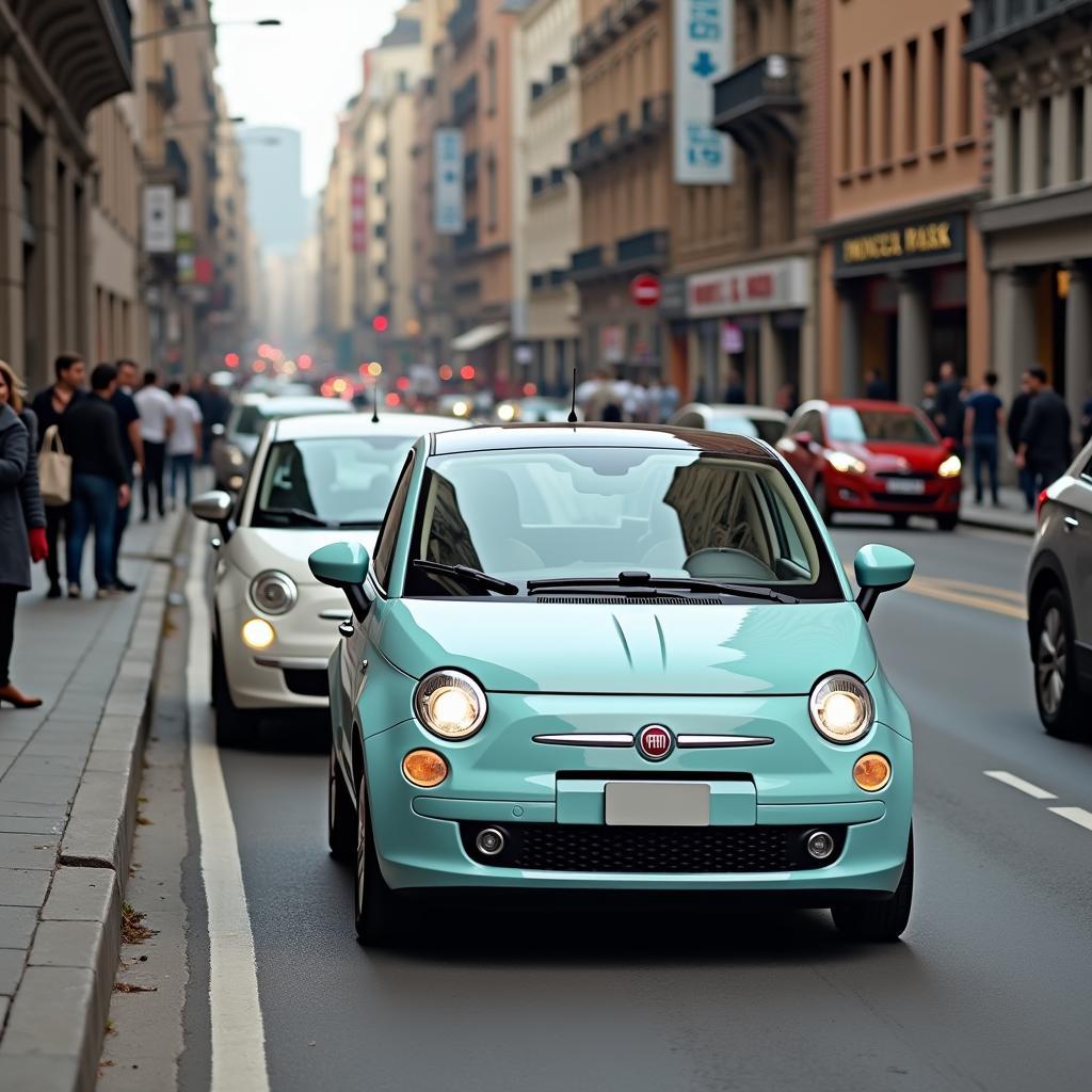 Fiat 500 City Modus im Stadtverkehr