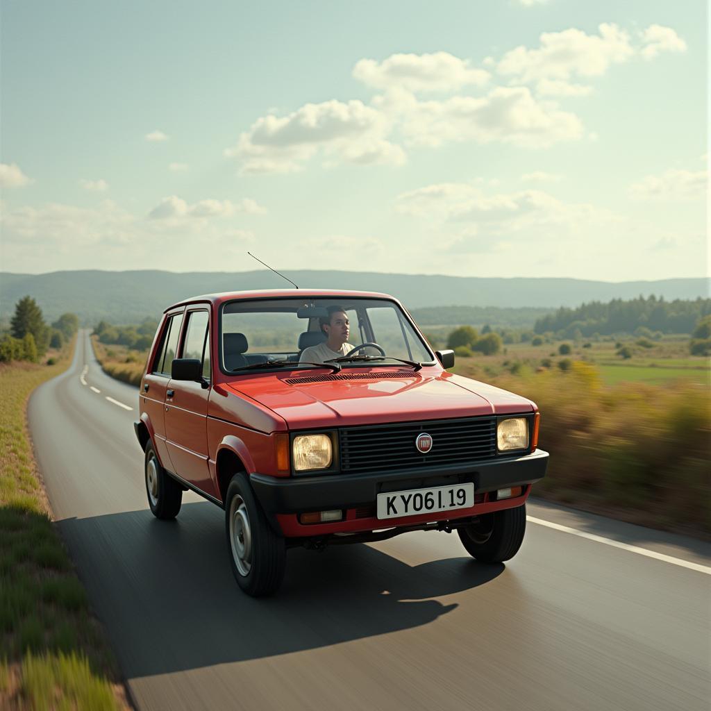 Ein Fiat Panda altes Modell fährt auf der Strasse