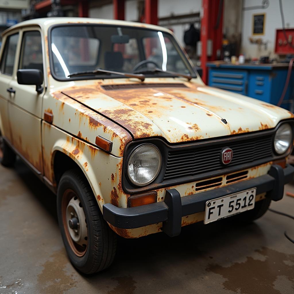 Rost an der Karosserie eines Fiat Panda altes Modell