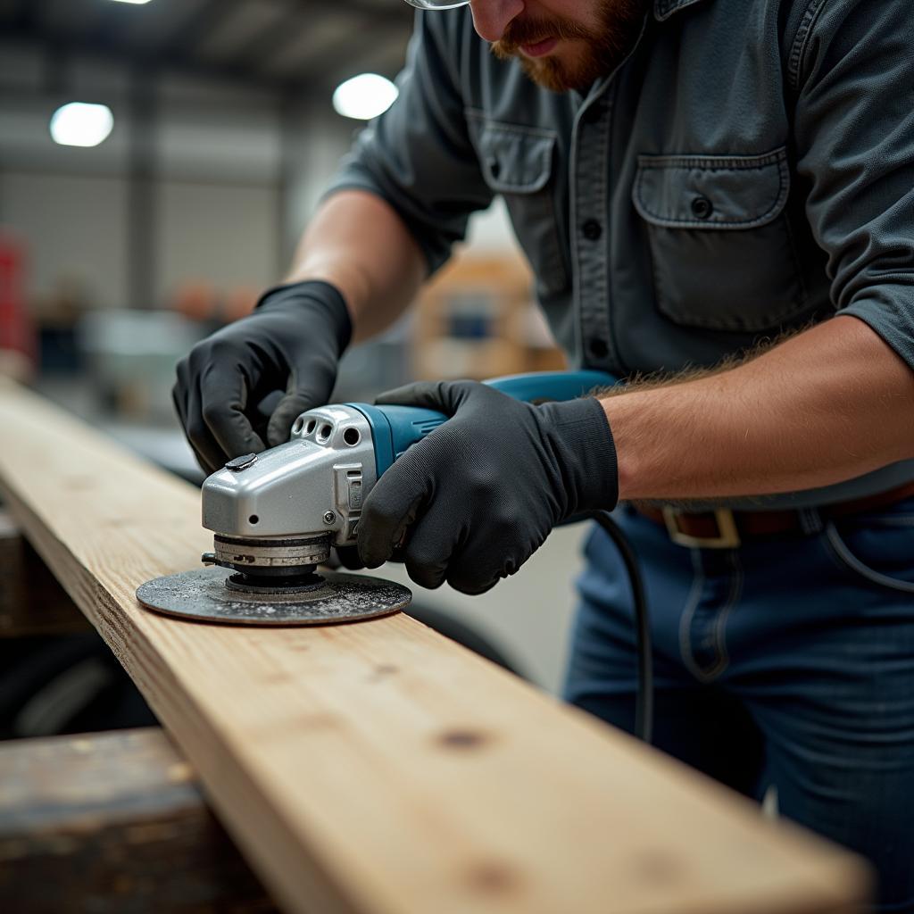 Flex Trennscheibe für Holz in der Autowerkstatt