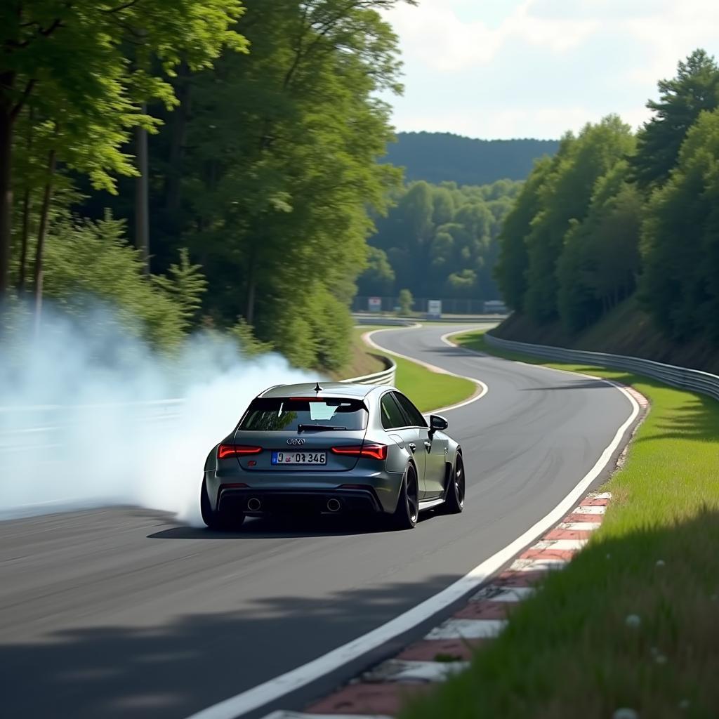 Fotos Nordschleife Brünnchen: Ein Auto fährt durch die Kurve Brünnchen auf der Nordschleife.