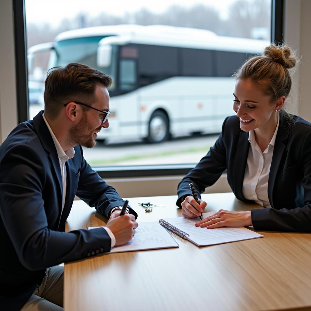 Signing the contract when buying a used bus