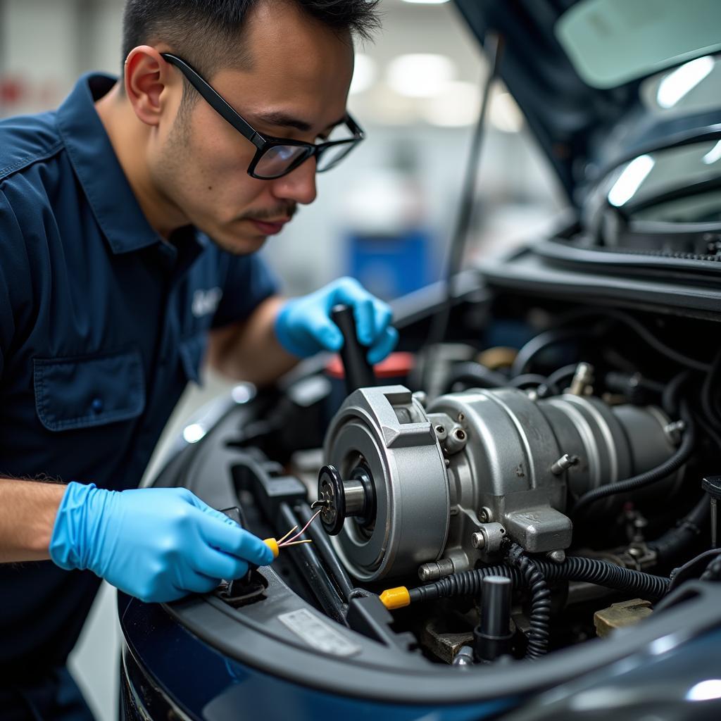 Reparatur eines gebrauchten Elektro-Kleinwagens