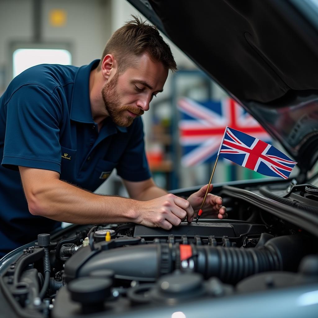 God Save the Queen Symbol in der Autoreparatur