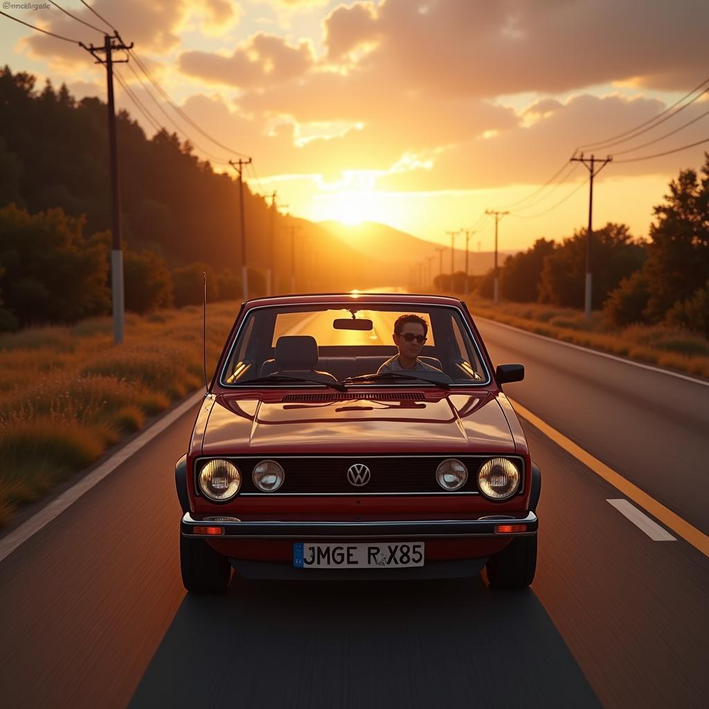 Golf 1 Cabrio Classic Line im Sonnenuntergang