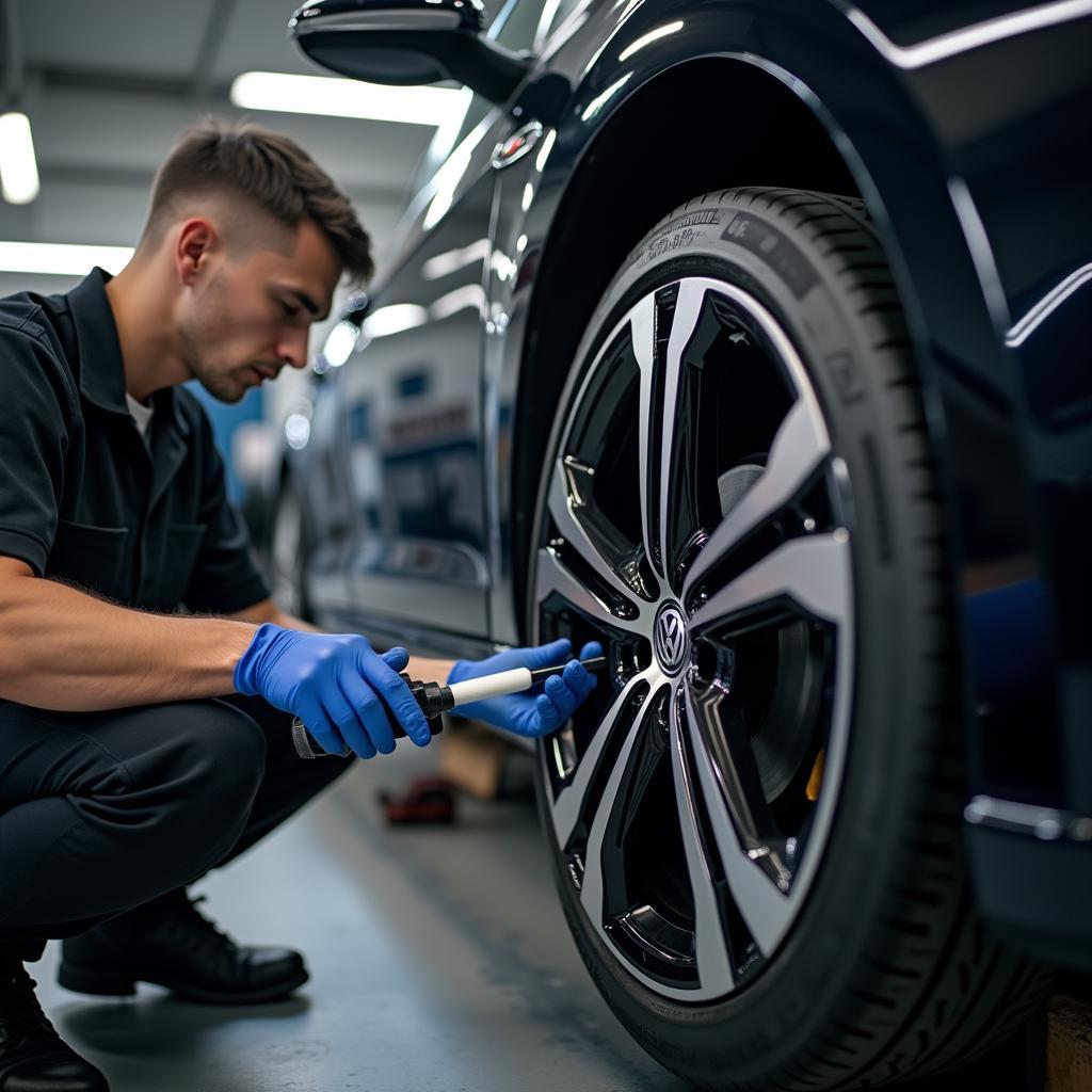 Professionele reiniging van de waterafvoeren in een Golf 7