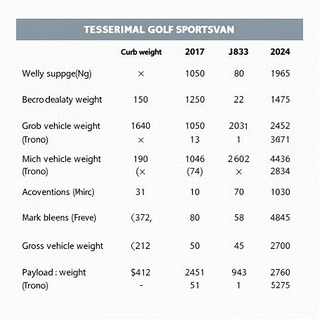 Golf Sportsvan Gewichtstabelle