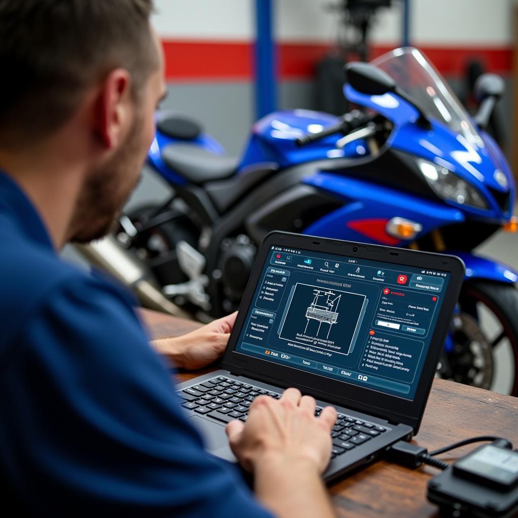 Diagnose einer gsx 1000 r mit Laptop