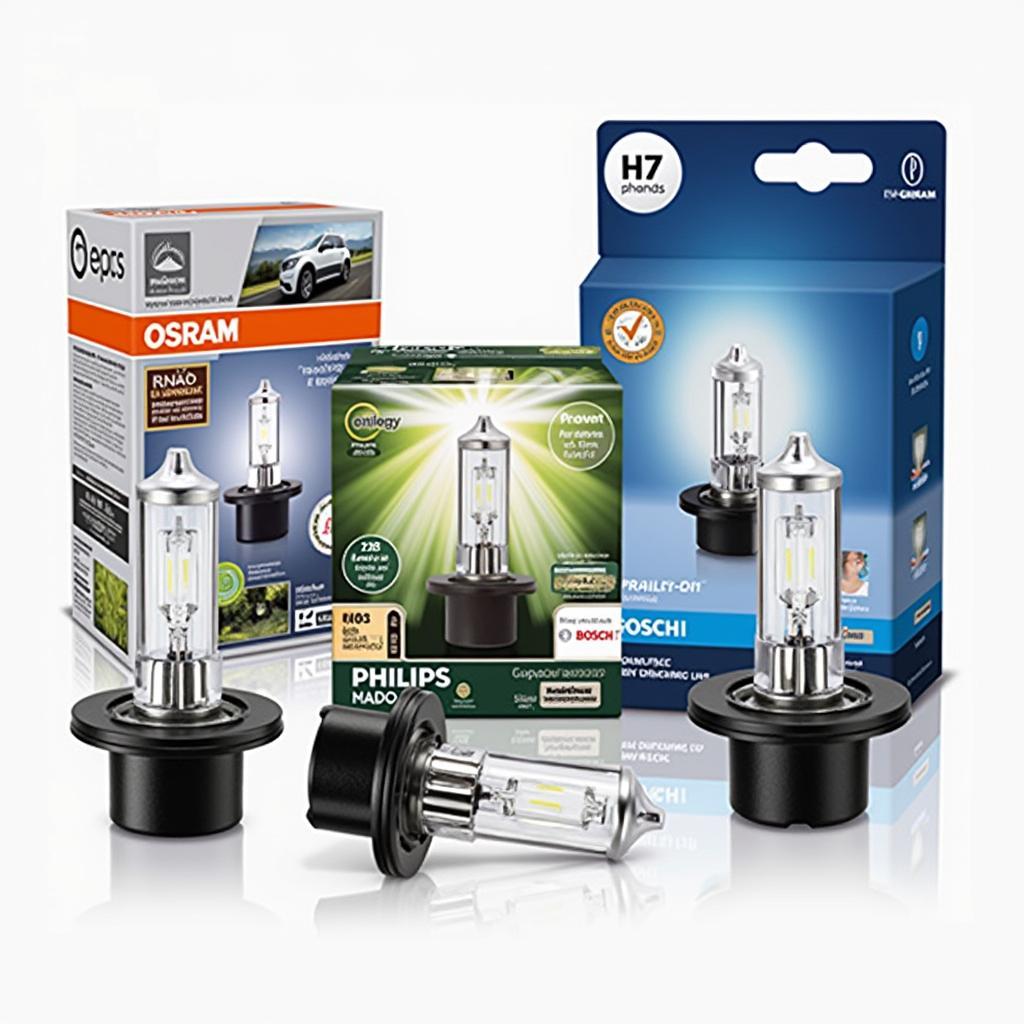 Diverse lampade H7 di Osram, Philips e Bosch