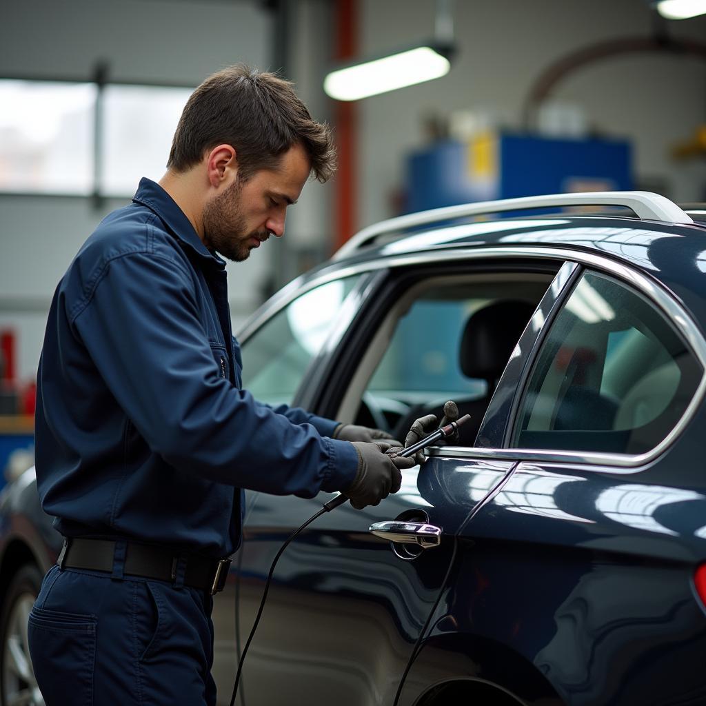 Reparatur der Heckscheibenwischer Waschanlage in der Werkstatt