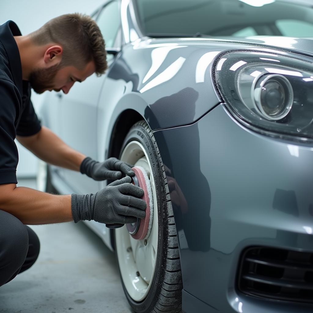 Vorbereitung des Autos für die Hochglanzlackierung