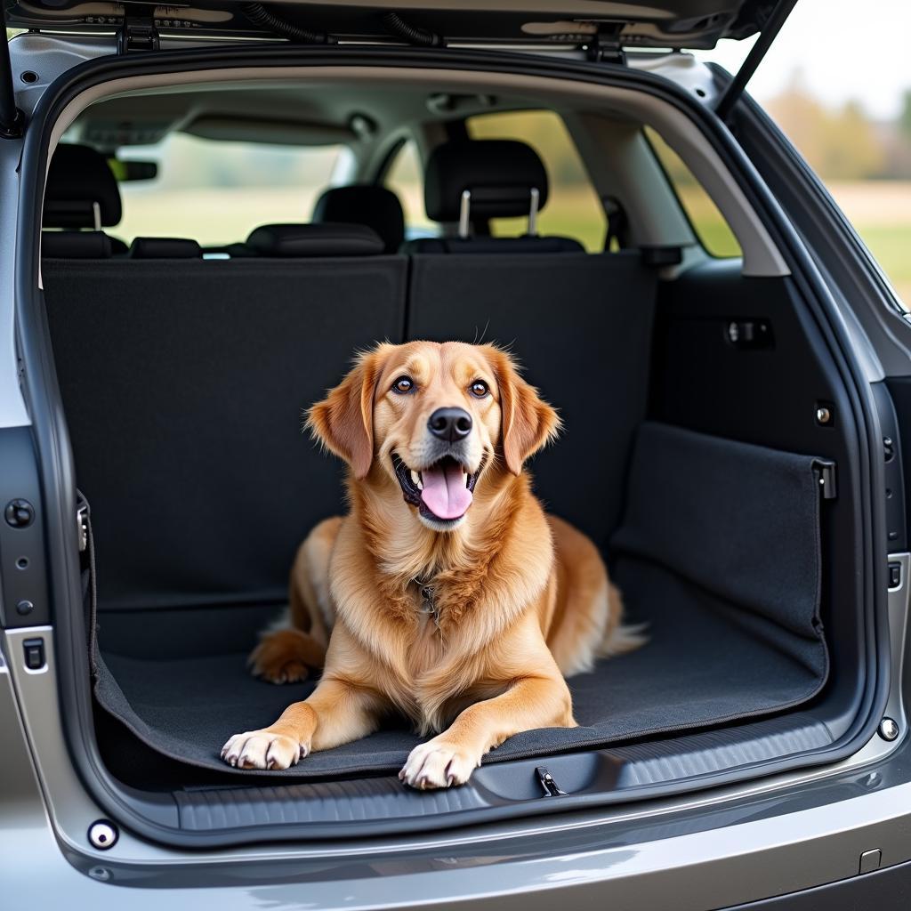 Hund sicher transportiert mit einem Hundegitter nach Maß