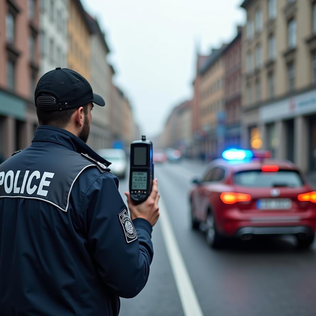 Geschwindigkeitskontrolle innerorts durch die Polizei