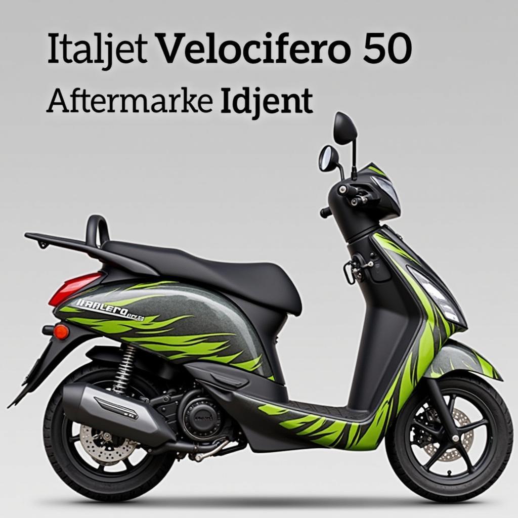 Ein getunter Italjet Velocifero 50 mit sportlichem Auspuff.