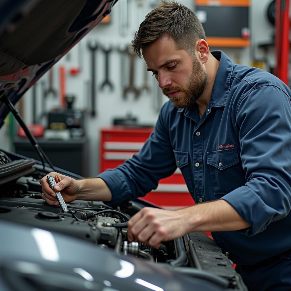 Metrisches System in einer kanadischen Autowerkstatt