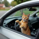 Katze am Steuer eines Autos