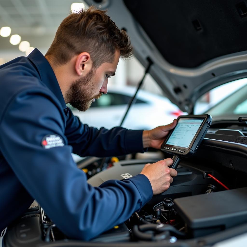 Meccanico al lavoro