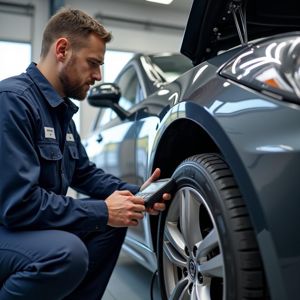 KFZ Techniker bei der Arbeit vor Auslieferung