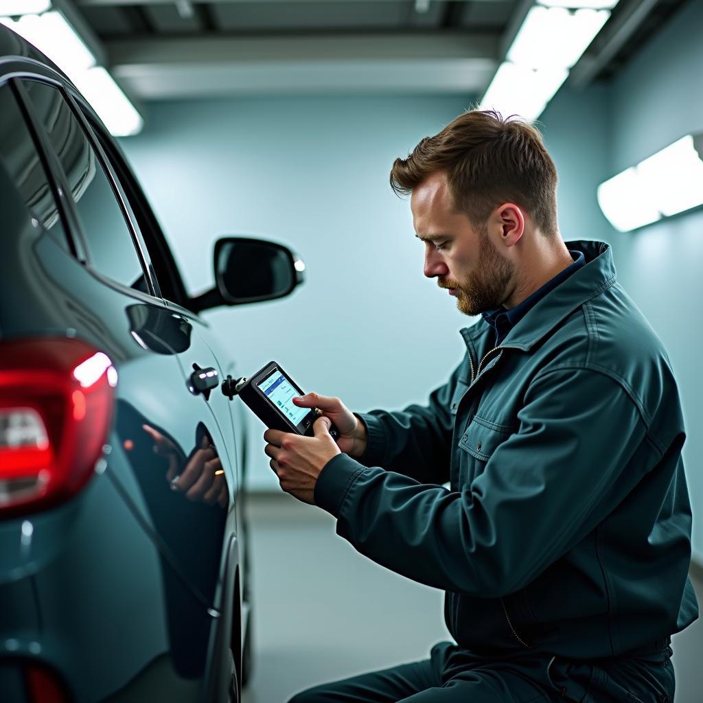 Kfz-Techniker mit umweltfreundlicher Technologie