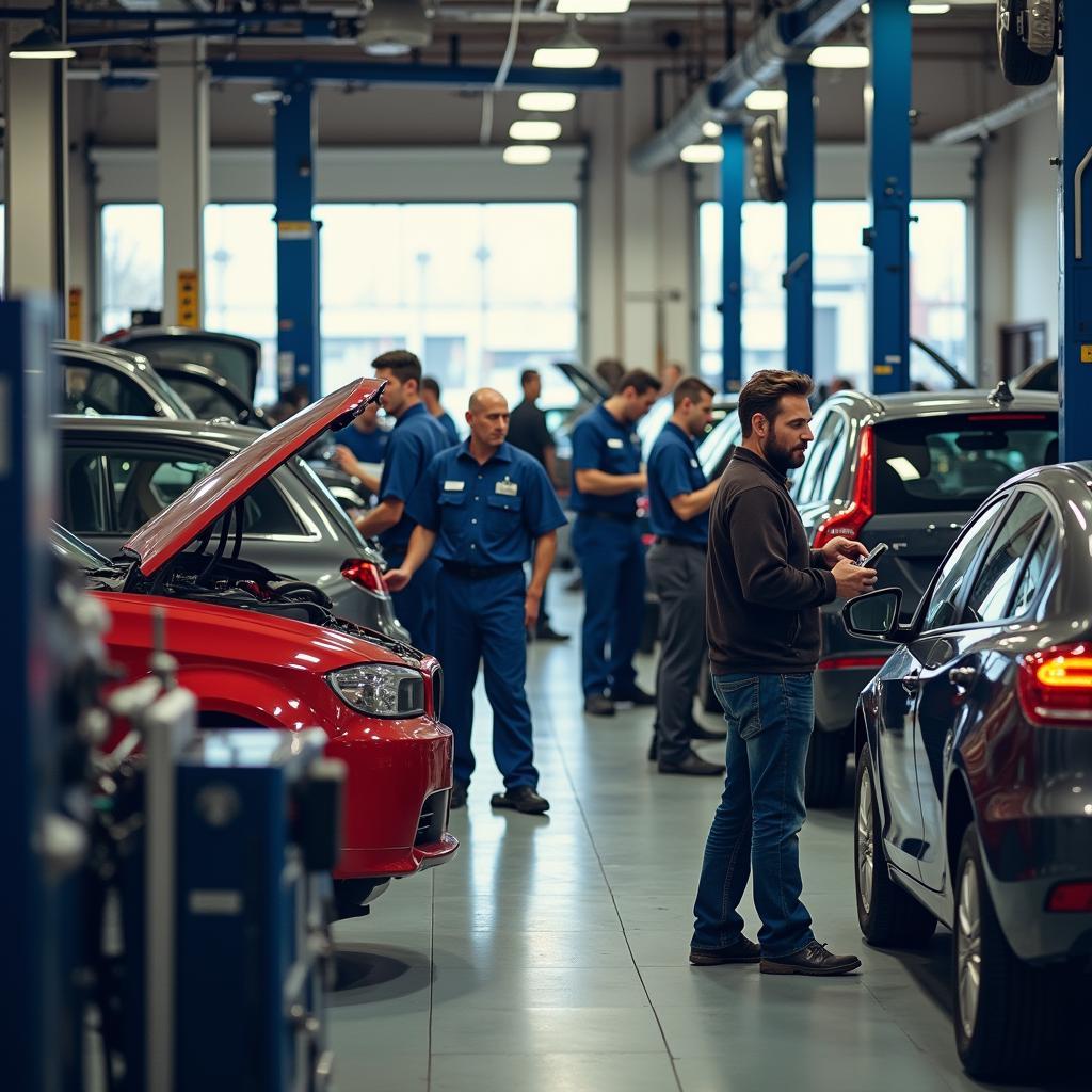 Erfolgreiche Kfz-Werkstatt mit zufriedenen Kunden und moderner Ausstattung.