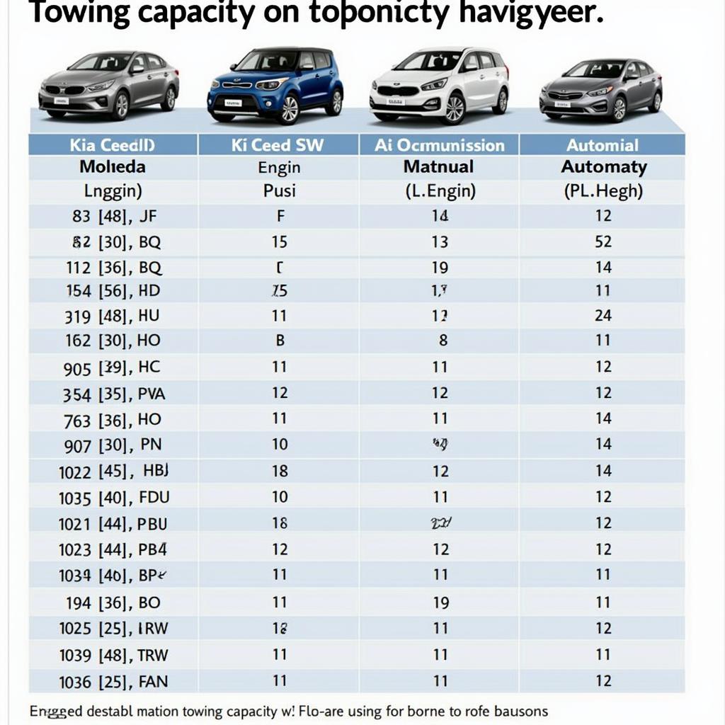 Kia Ceed SW Anhängelast Tabelle