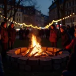 Lagerfeuer in Berlin am Abend