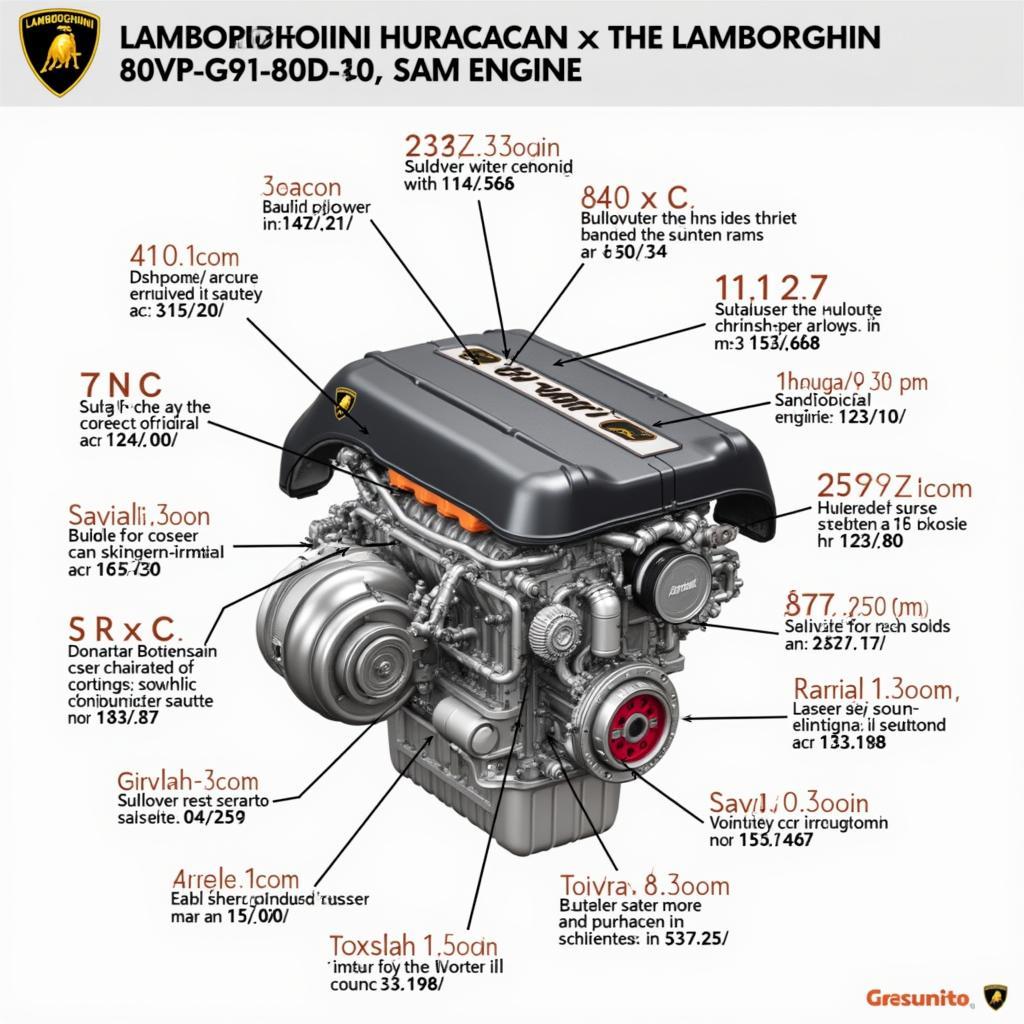 Tekniske detaljer på Lamborghini Huracán motor