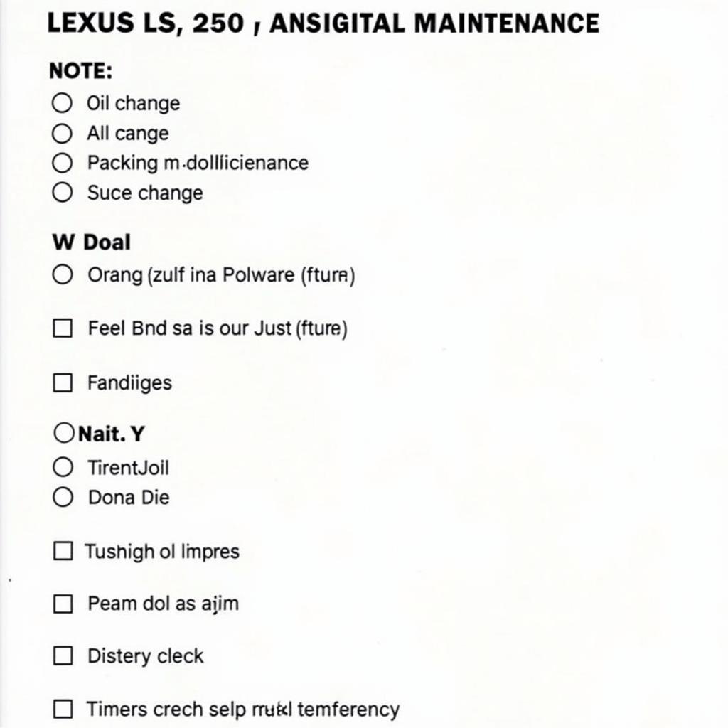 Checkliste für die Wartung des Lexus LS 250