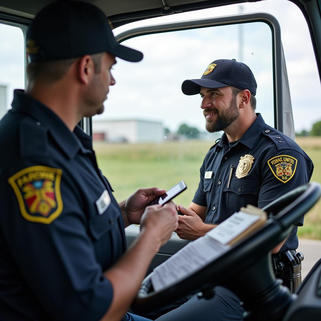 Polizei-Kontrolle eines LKW-Führerscheins