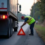 LKW-Panne ausserhalb geschlossener Ortschaft: Sicherung der Unfallstelle