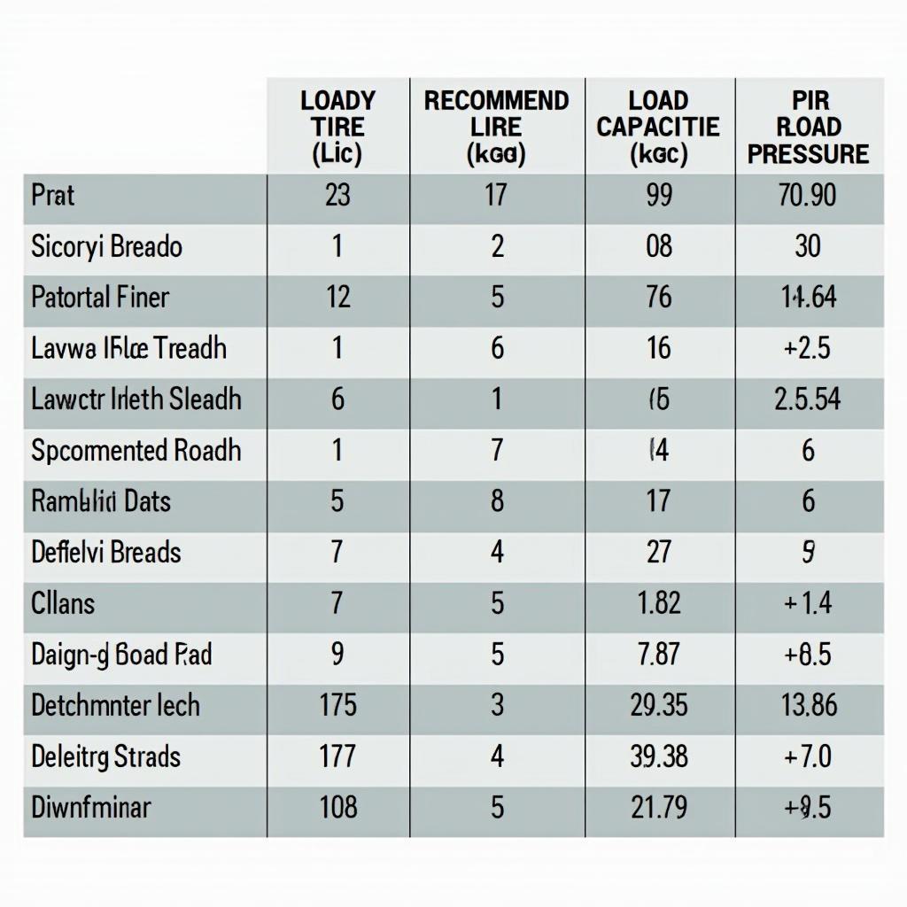 Luftdrucktabelle für PKW-Anhänger