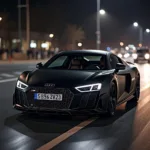 Audi R8 in Matt Schwarz bei Nacht