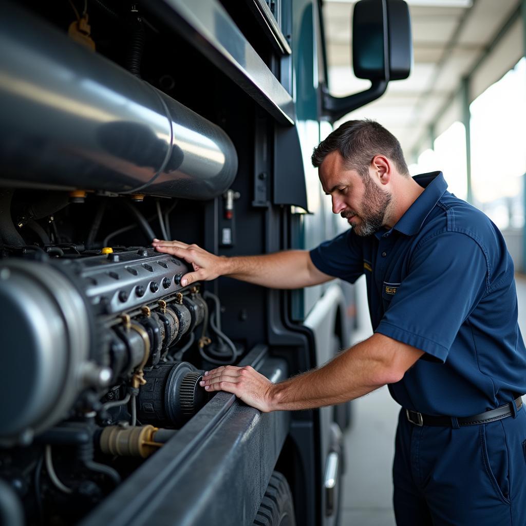 Inspection du moteur d'un minibus Mercedes d'occasion