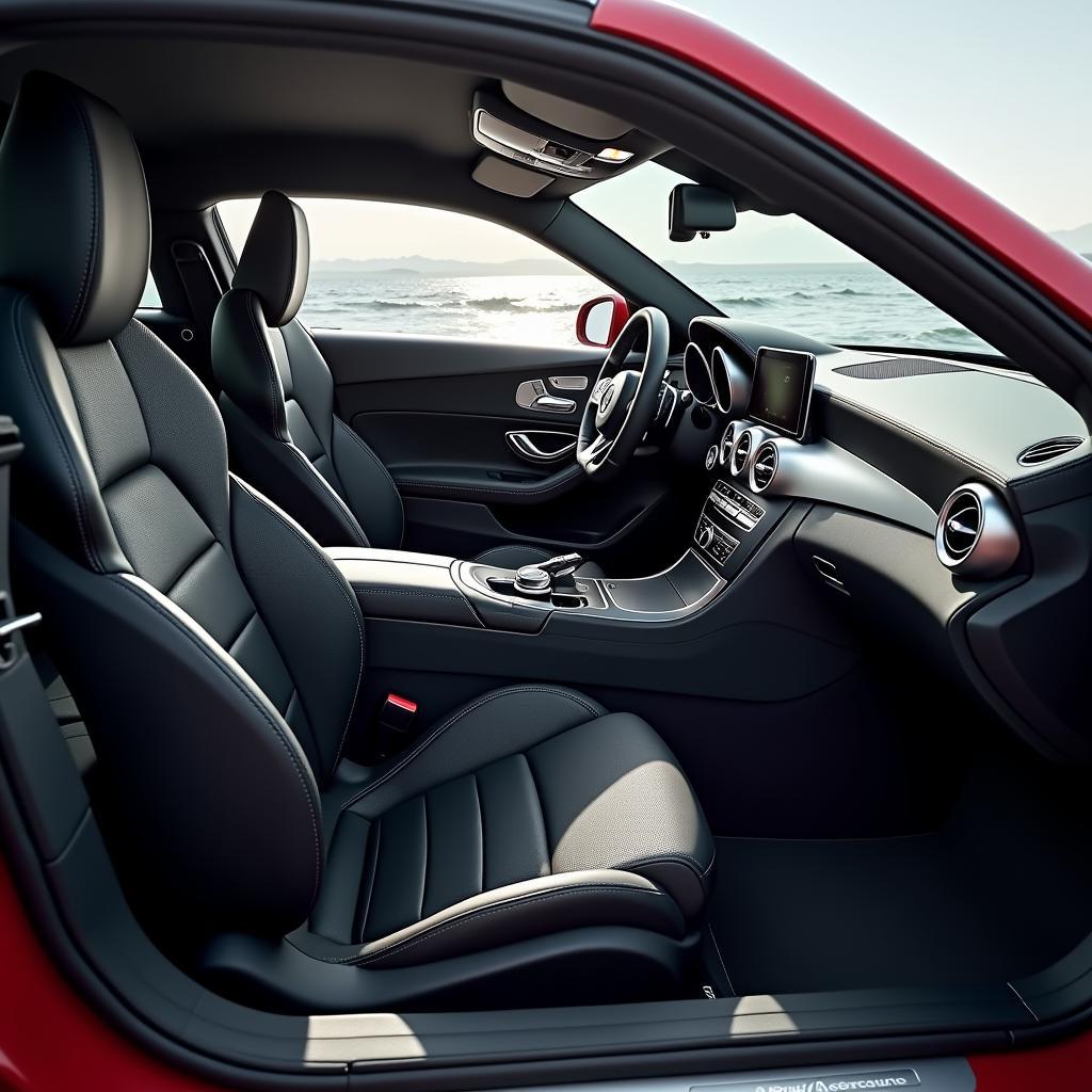 Luxurious interior of the Mercedes SLC 43 AMG.