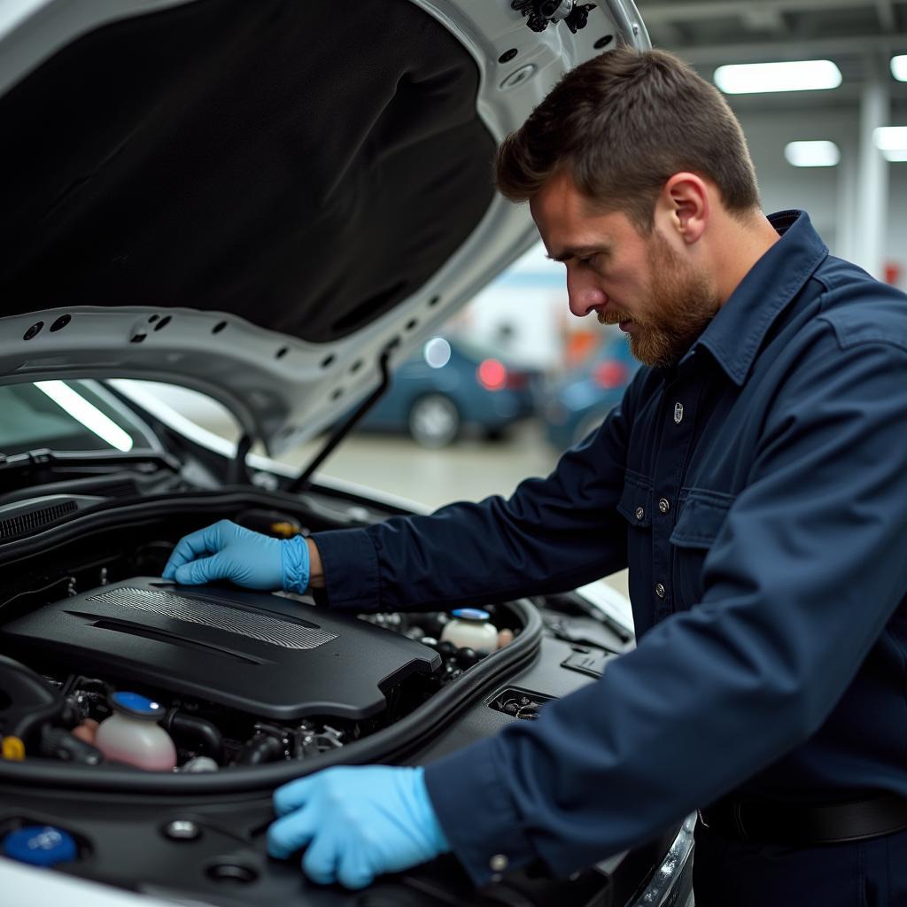 Regelmäßige Wartung in einem Mercedes Autohaus