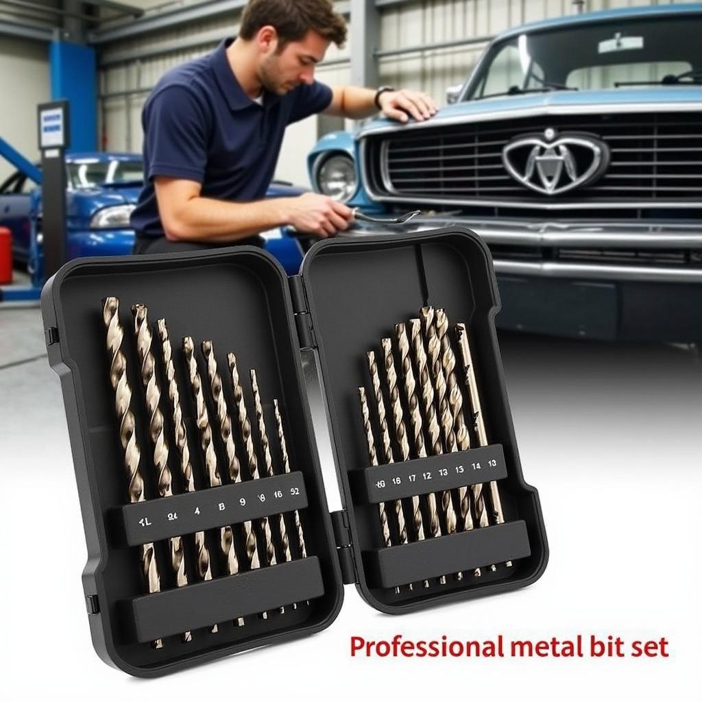 A professional metal drill bit set for auto repair