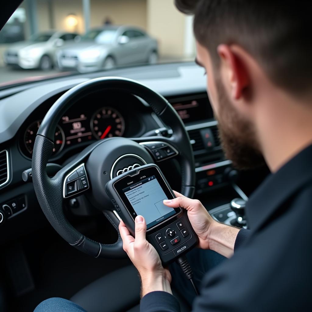 Mobile Diagnose am Audi Q3 mit Diagnosegerät