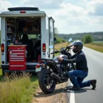 Mobile Garage Motorrad Service im Einsatz