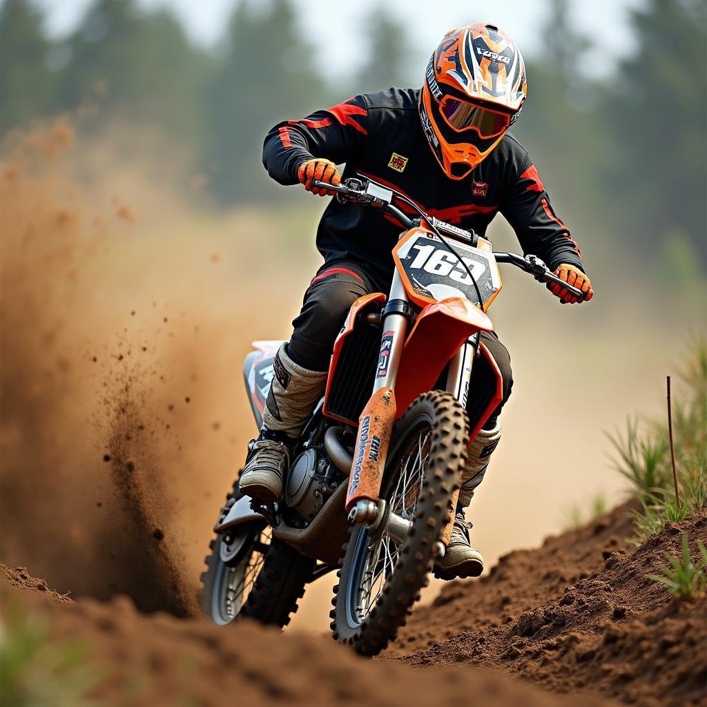 Motocross Fahrer auf der Strecke