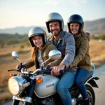 Familie sicher mit dem Motorrad unterwegs