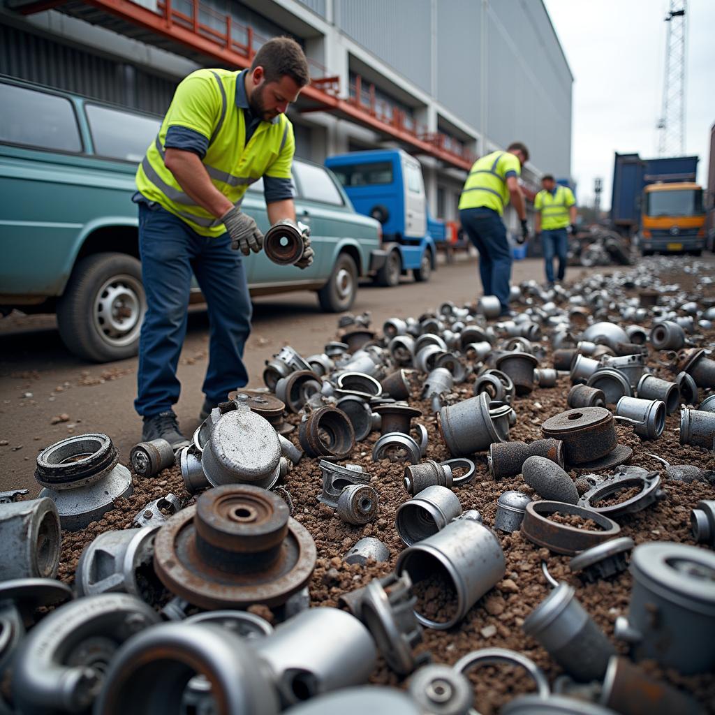 Recycling von Autoteilen auf der Mülldeponie Cuxhaven