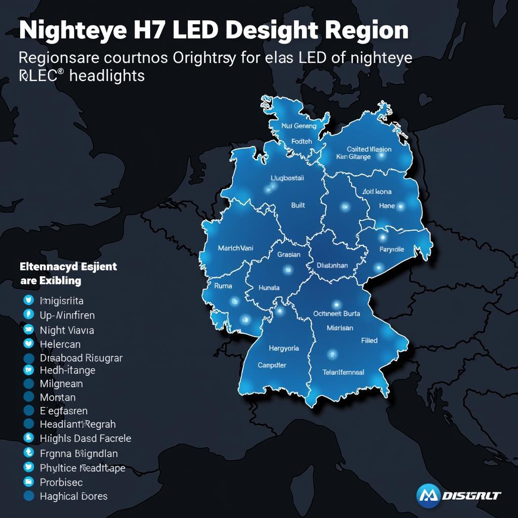 Symbolic image representing Nighteye H7 LED approval regulations in Germany.