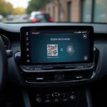 Aktivierung der O2 eSIM über das Infotainment-System eines Autos: Der Bildschirm zeigt den QR-Code zur Aktivierung an.