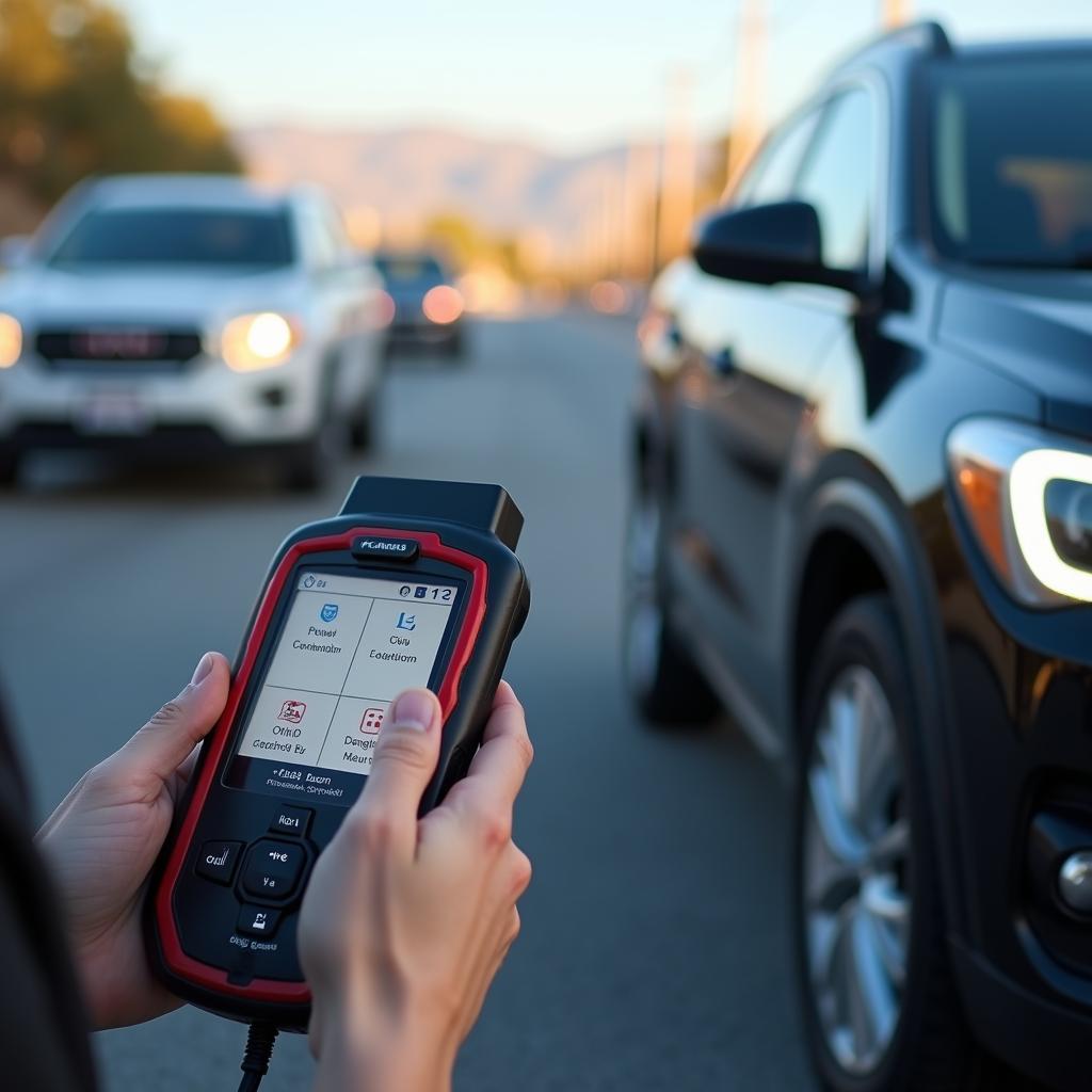 OBD-II Scanner für Pannenhilfe im San Bernardino Verkehr.